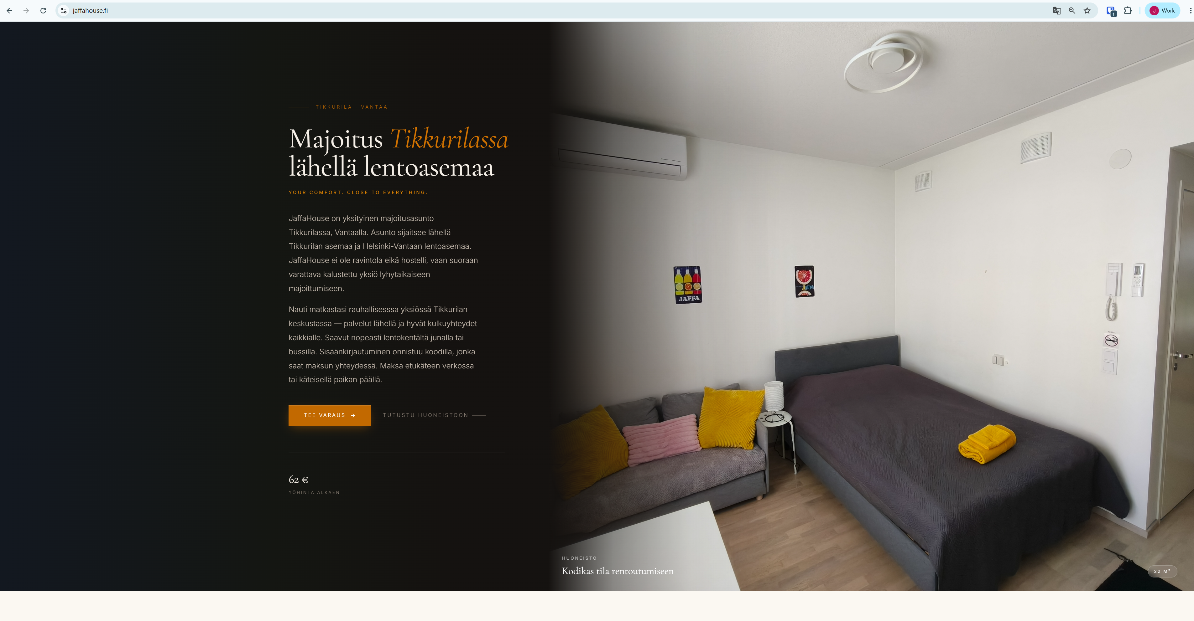 Verkkosivusto majoitustoiminnalle