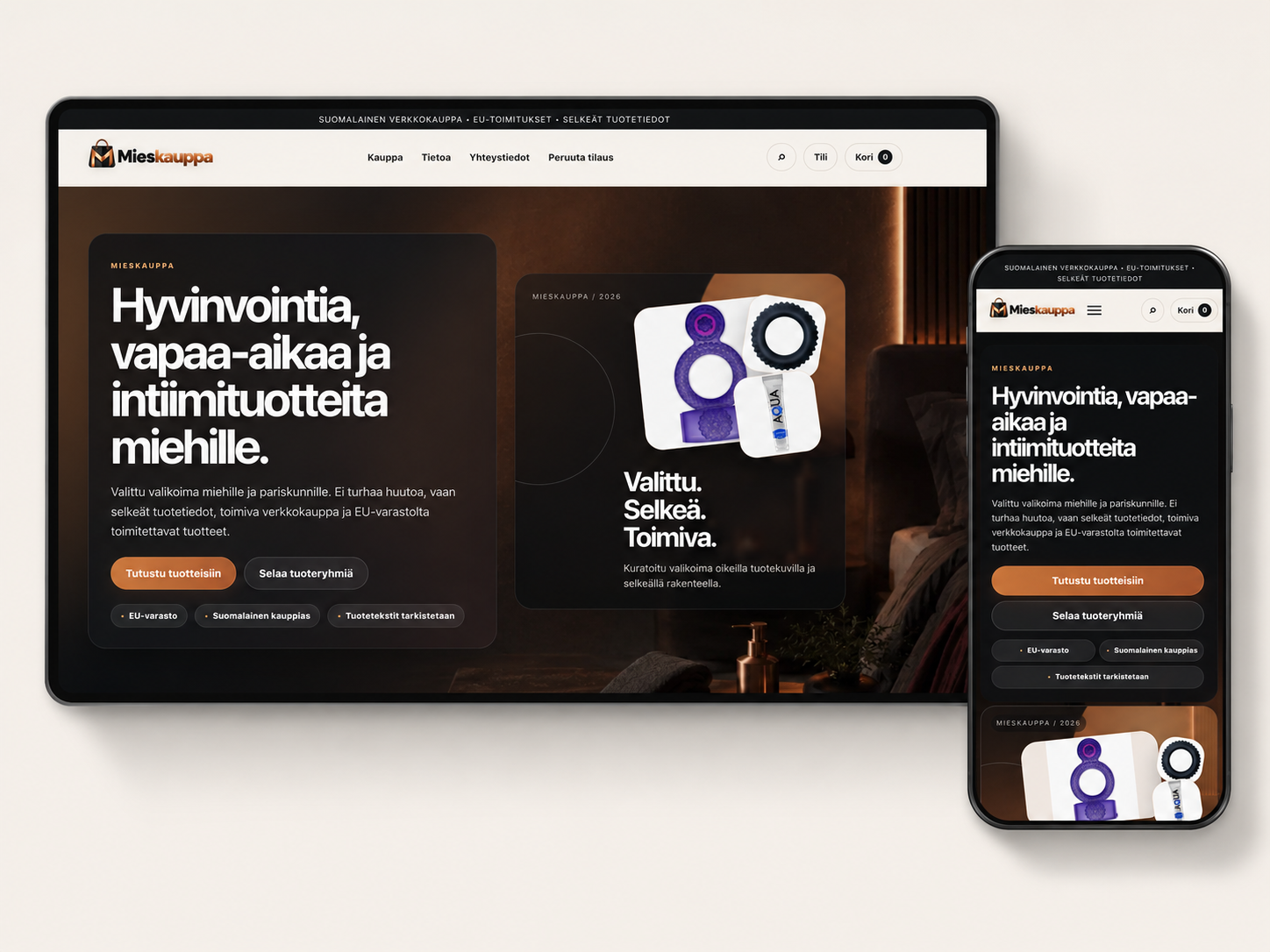 Mieskauppa.com – WooCommerce-verkkokaupan kokonaisuudistus