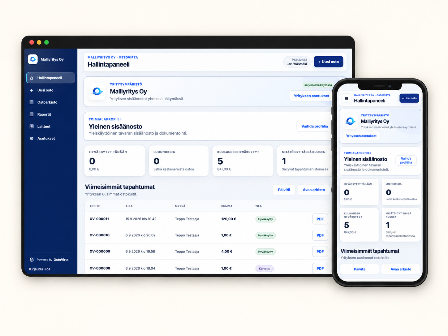 App.ostovirta.fi – selainpohjainen ostokuittiohjelmisto